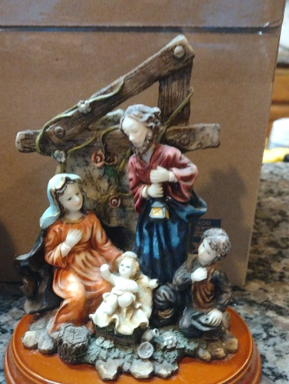 Set of 2 Hand-Painted Religious Madonna and Nativity Figurines made in Egypt
